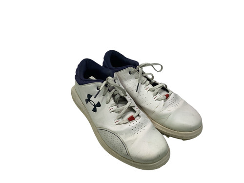 Vist Large View of Product Image Which is Used Under Armour CHARGED GOLF SHOES Mens Golf Shoes Navy And White Senior 11.5