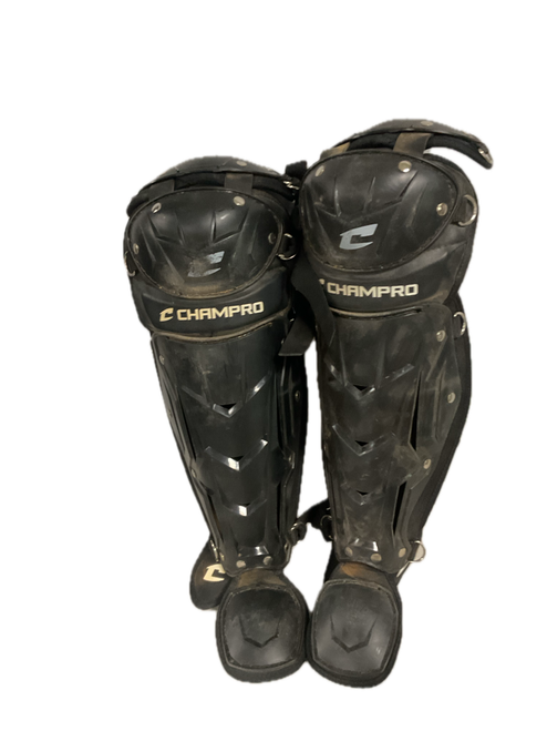 Vist Large View of Product Image Which is Used Champro SHIN GUARDS Catchers Leg Guards Black Junior