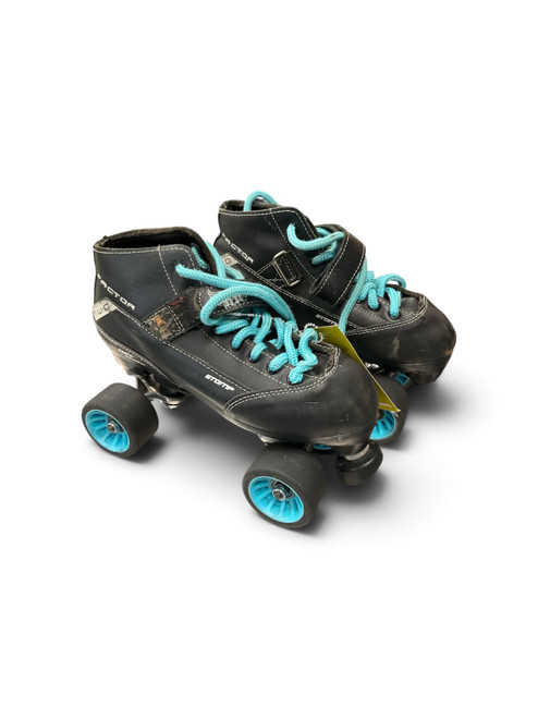 Vist Large View of Product Image Which is Used RollerDerby FACTOR STOMP QUADS SZ 6 Junior Roller Quad Skates Black Junior 06