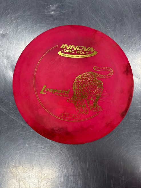 Vist Large View of Product Image Which is Used Innova DX LEOPARD Disc Golf Driver Pink