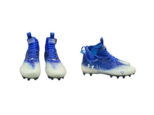 Vist Large View of Product Image Which is Used Under Armour SPOTLIGHT Adult FB Cleats Silver/White/Royal Senior 10.5