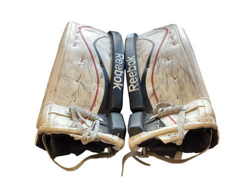 Vist Large View of Product Image Which is Used Reebok XLT 24 Goalie Leg Pads Junior White 28"