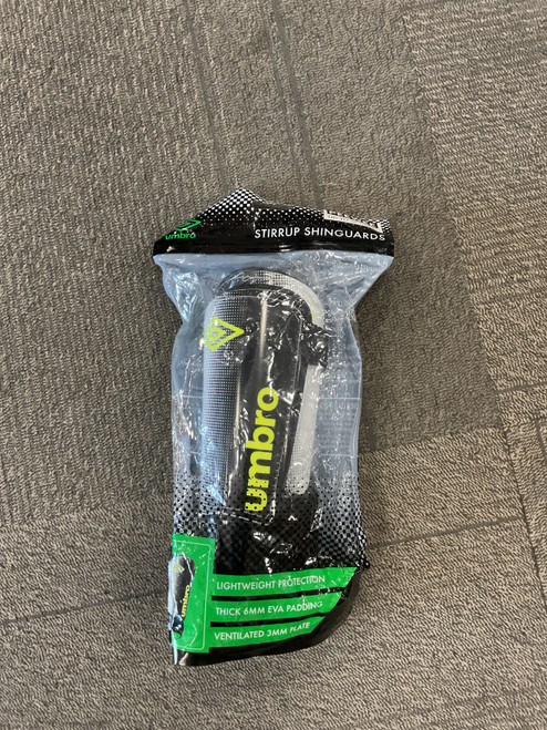 Vist Large View of Product Image Which is Used Umbro STIRRUP SHINGUARDS Soccer Shin Guards Junior Black SM