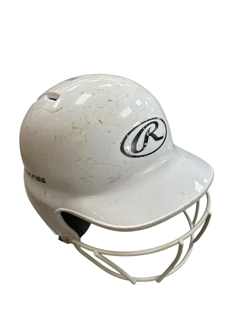 Vist Large View of Product Image Which is Used Rawlings MLTBH-R1 6 1/4 - 6 7/8 W/ MASK Batting Helmet w/Mask White One Size