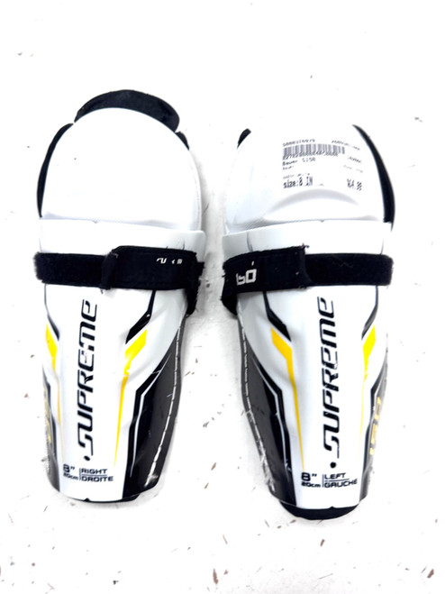 Vist Large View of Product Image Which is Used Bauer S150 Youth Shin Guards White 8"