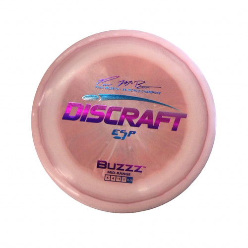 Vist Large View of Product Image Which is Used Discraft 5X PM ESP BUZZZ Disc Golf Mid Range Almond
