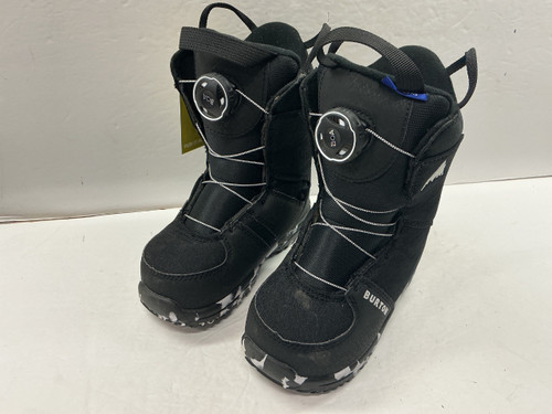 Vist Large View of Product Image Which is Used Burton KIDS GROM BOA Boys Snowboard Boots Black And White Youth 12.0
