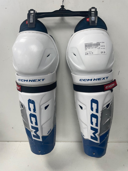 Vist Large View of Product Image Which is Used CCM CCM NEXT Intermediate Shin Guards White 13"