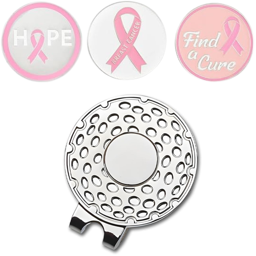 Vist Large View of Product Image Which is New Breast Cancer Awareness Golf Ball Marker Hat Clip