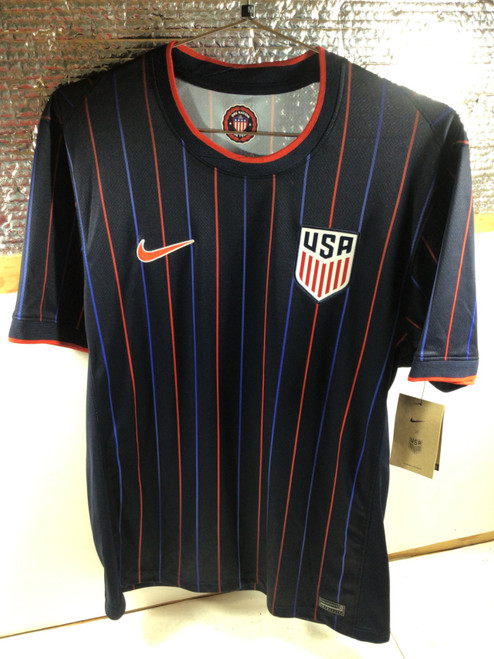 Vist Large View of Product Image Which is NEW Nike USA SOCCER JERSEY Soccer Top Adt Navy Blue And Red MD