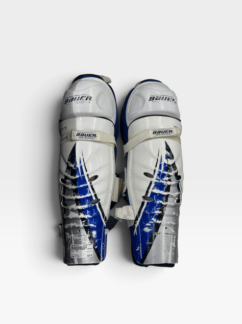 Vist Large View of Product Image Which is Used Bauer 100 Senior Shin Guards White 17"