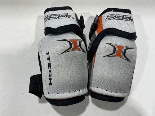 Vist Large View of Product Image Which is Used Itech 255TL Youth Elbow Pads Black/Orange/White SM