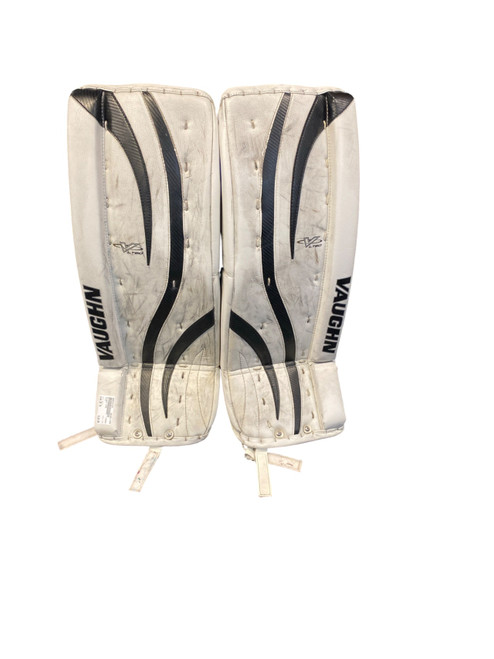 Vist Large View of Product Image Which is Used Vaughn LT60 Goalie Leg Pads Junior White 26"