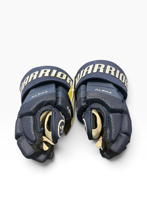 Vist Large View of Product Image Which is Used Warrior LX3 PRO ALPHA Youth Gloves Navy Blue 8"