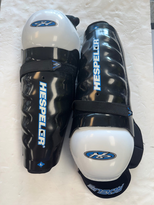 Vist Large View of Product Image Which is Used Hespeler ROGUE RH10 Senior Shin Guards Black 14"