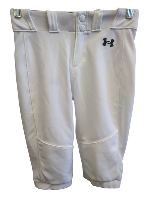Vist Large View of Product Image Which is Used Under Armour BELTED CLOSED BOTTOM BB/SB Pant Girls White SM