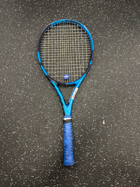 Vist Large View of Product Image Which is Used Babolat PURE DRIVE 107 Adult Tennis Racquet Royal Blue 4 1/4"