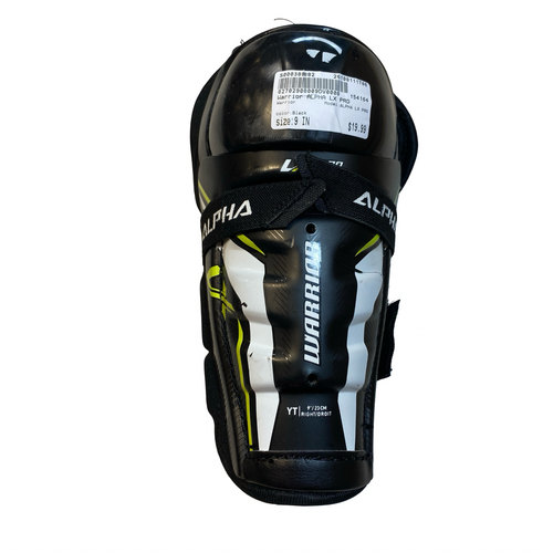 Vist Large View of Product Image Which is Used Warrior ALPHA LX PRO Youth Shin Guards Black 9"