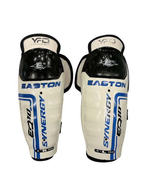 Vist Large View of Product Image Which is Used Easton SYNERGY EQ10 Youth Shin Guards White 8"