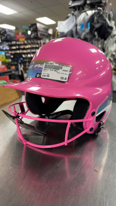 Vist Large View of Product Image Which is Used RIP-IT PLAY BALL Batting Helmet w/Mask Pink XS/S