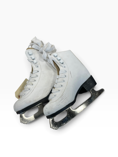 Vist Large View of Product Image Which is Used CCM Girls Figure Skates White Junior Size 5, pair front view