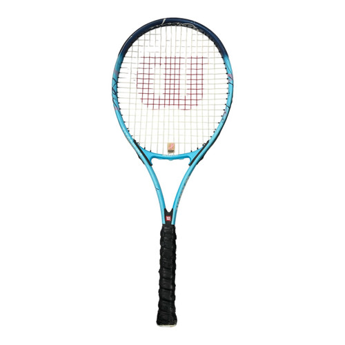 Vist Large View of Product Image Which is Used Wilson TITANIUM Adult Tennis Racquet Royal Blue 4 3/8"