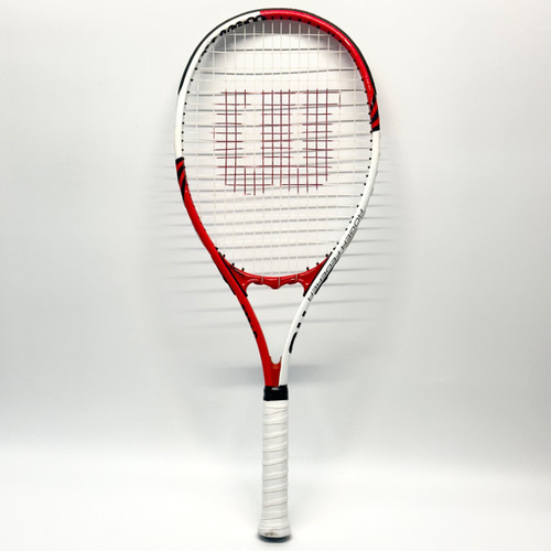 Vist Large View of Product Image Which is Used Wilson US OPEN Adult Tennis Racquet Navy Blue 4 3/8"