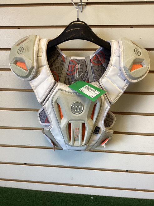 Vist Large View of Product Image Which is Used Warrior BURN Lacrosse Shoulder Pads White MD