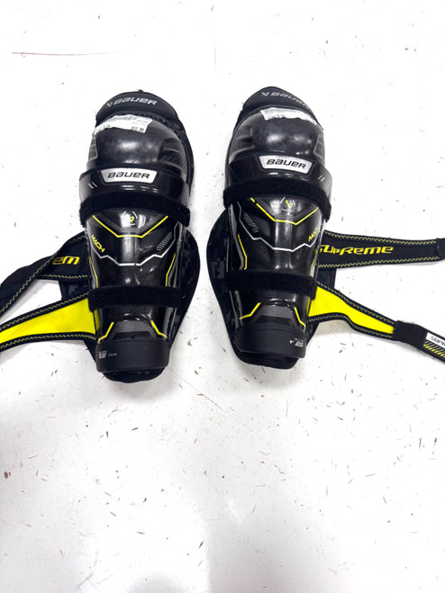 Vist Large View of Product Image Which is Used Bauer MACH Youth Shin Guards Black 9"