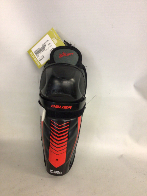 Vist Large View of Product Image Which is Used Bauer LIL SPORT Youth Shin Guards Black 9"