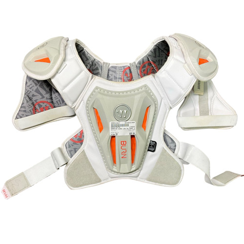 Vist Large View of Product Image Which is Used Warrior BURN Lacrosse Shoulder Pads White SM