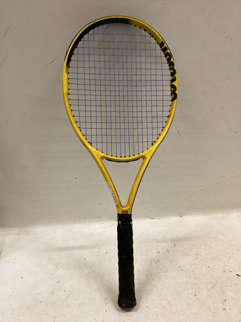 Vist Large View of Product Image Which is Used Wilson HYPER HAMMER 6.3 Adult Tennis Racquet Yellow 4 3/8"
