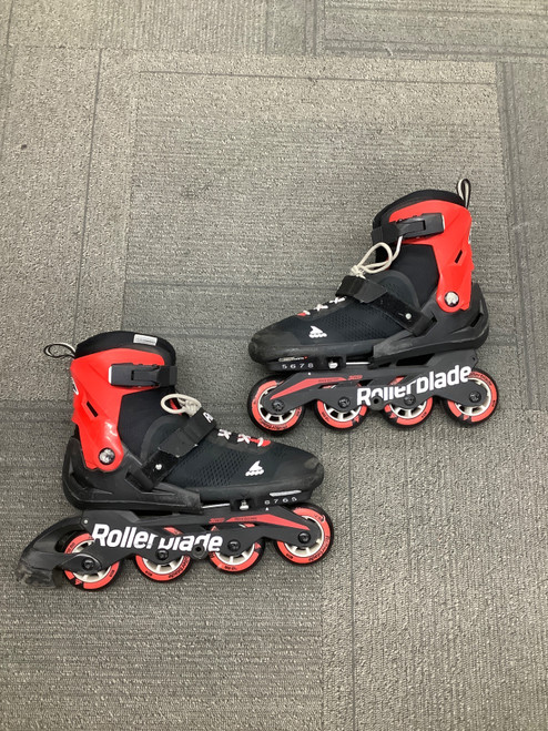 Vist Large View of Product Image Which is Used Rollerblade MICROBLADE 5-8 Senior Rec Fitness Skates Black Adjustable