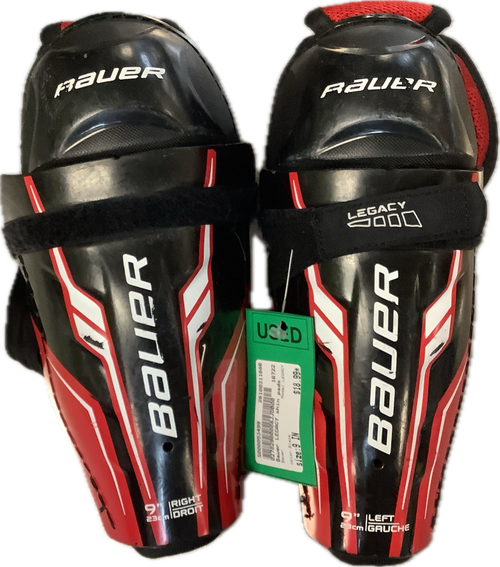 Vist Large View of Product Image Which is Used Bauer LEGACY Youth Shin Guards Black 9"