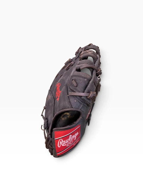 Vist Large View of Product Image Which is Used Rawlings PREMIUM SERIES BB/SB First Base RH Throw Black 12 1/2"