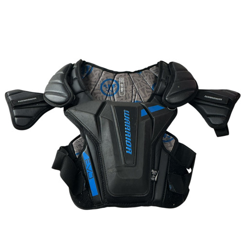 Vist Large View of Product Image Which is Used Warrior EVO Lacrosse Shoulder Pads Black SM