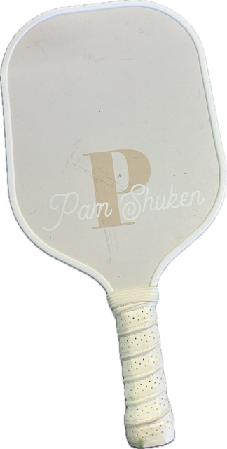 Vist Large View of Product Image Which is Used PAM SHUKEN Pickleball Racquet White
