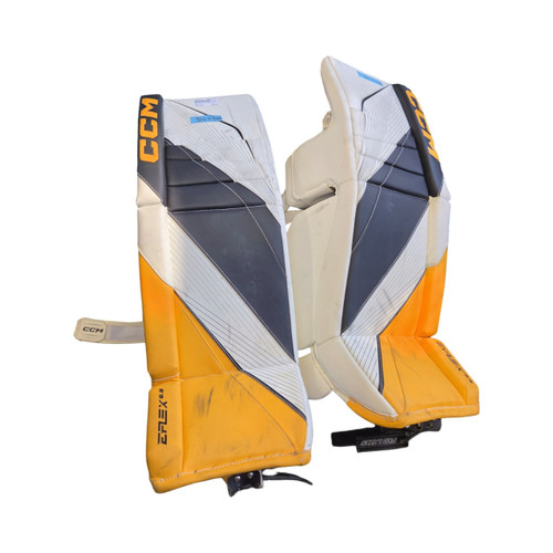Vist Large View of Product Image Which is Used CCM E FLEX 6.9 GOALIE LEG PADS 34 +1IN Goalie Leg Pads Senior Black 34"
