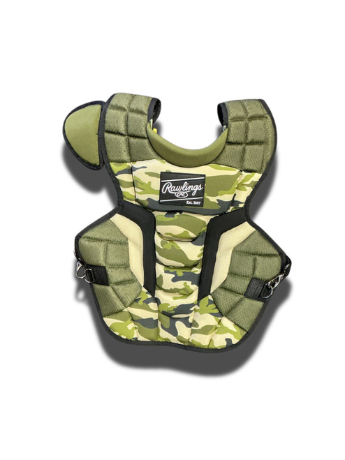 Vist Large View of Product Image Which is Used Rawlings CPV2N 15.5 IN Catchers Chest Protector Olive Green Intermed