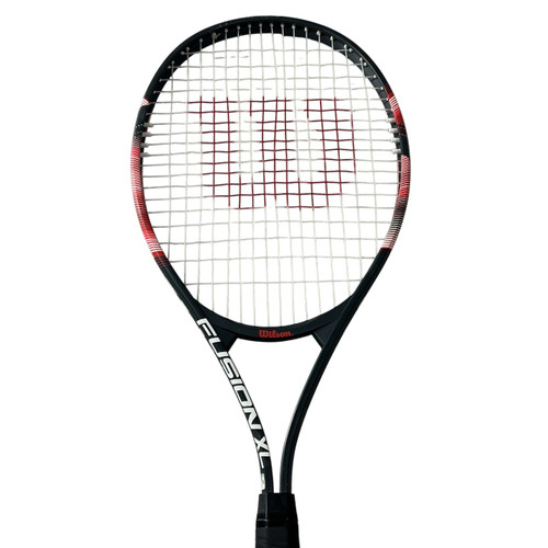 Vist Large View of Product Image Which is Used Wilson FUSION XL Adult Tennis Racquet Black 3 3/8"