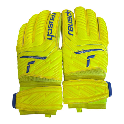 Vist Large View of Product Image Which is Used Reusch ATTRAKT Soccer Goalie Gloves Yellow 10