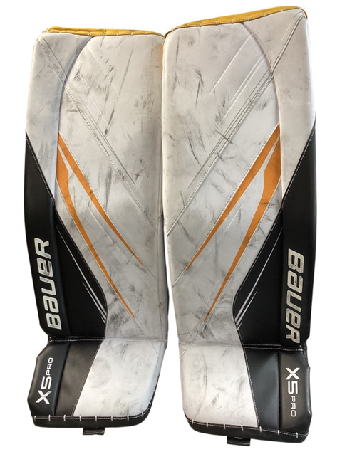 Vist Large View of Product Image Which is Used Bauer X5 PRO GOALIE PADS Goalie Leg Pads Senior White 35"