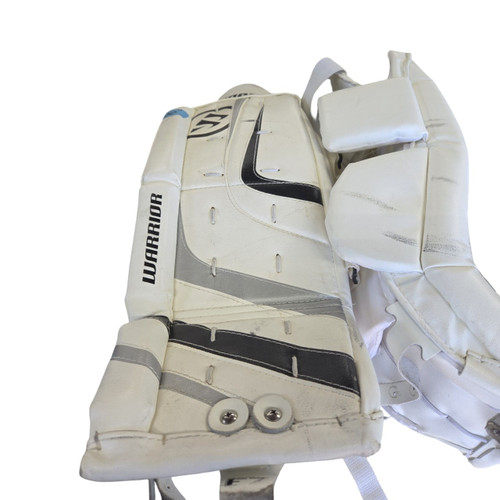 Vist Large View of Product Image Which is Used Warrior RITUAL 20 YOUTH LEG PADS Goalie Leg Pads Youth White 20"