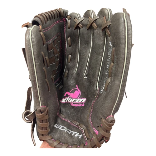 Vist Large View of Product Image Which is Used Worth STORM FASTPITCH BB/SB Glove RH Throw Black 11 1/2"