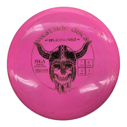 Vist Large View of Product Image Which is Used Westside TOURNAMENT UNDERWORLD Disc Golf Driver Pink 171g
