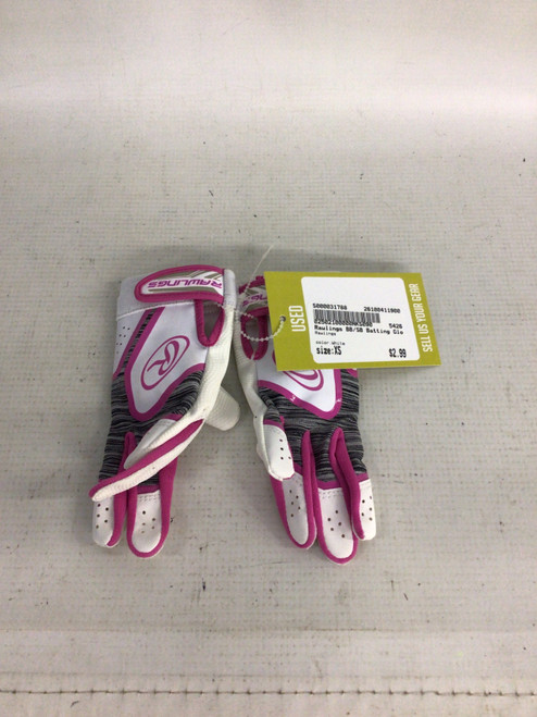 Vist Large View of Product Image Which is Used Rawlings BB/SB Batting Gloves White XS
