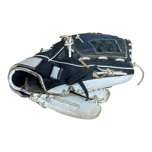 Vist Large View of Product Image Which is Used Mizuno GSP1201F3 Softball Glove 12" RH Throw Navy White, thumb side view