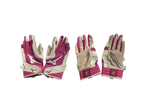 Vist Large View of Product Image Which is Used Mizuno BB/SB Batting Gloves Pink MD