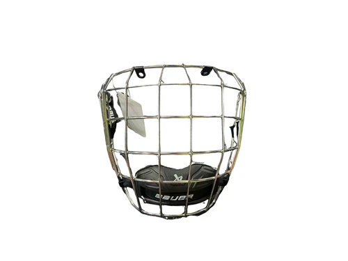 Vist Large View of Product Image Which is Used Bauer TRUE VISION Hockey Wire Mask Silver MD