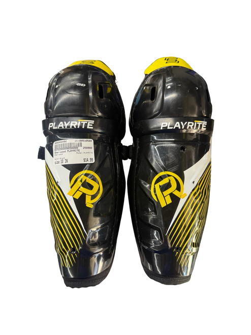 Vist Large View of Product Image Which is Used Sher-wood PLAYRITE Youth Shin Guards Black 10"